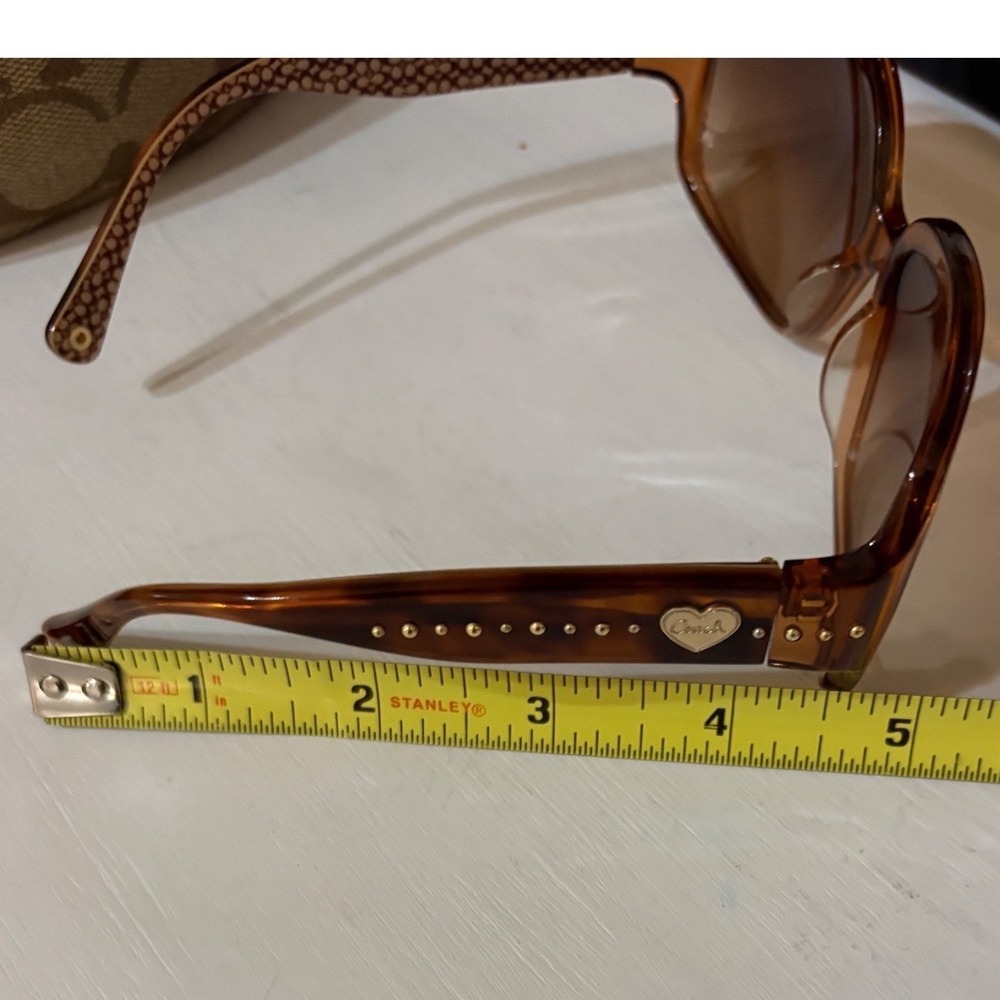 Coach Valentina S704A Oversized Square Petite Sunglasses Amber Tortoise Case - Picture 10 of 11